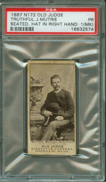 N172 Truthful J. Mutrie - Seated, Hat in Hand, Spectacular photo gem, PSA