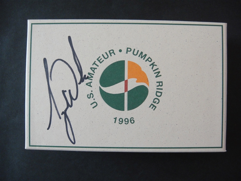 1996 US Amateur Tiger Woods Signed box of Golf Balls w/Tournament Pass