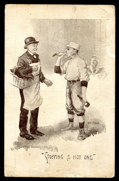 1911 No. 66 Baseball Series Postcard "Stopping A Hot One"