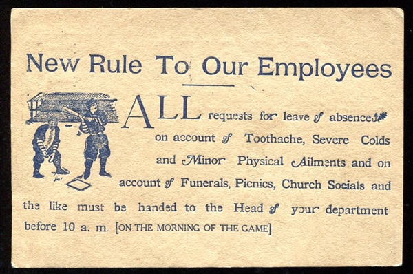 1910 Baseball Satire Postcard