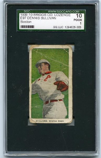 E97 Briggs Co. Lozenge Dennis Sullivan, Boston SGC 10 The Tougher Variation!