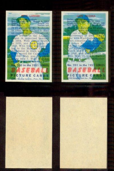 1951 Bowman - Reverse Overprints - Aloma & Lanier   (2 cards)
