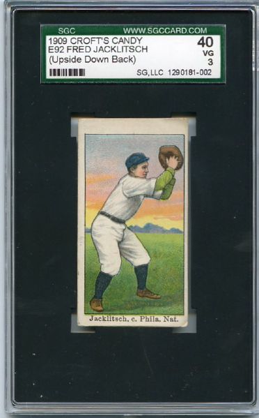 E92 Crofts Candy Fred Jacklitsch With An Upside Down Back! SGC 40
