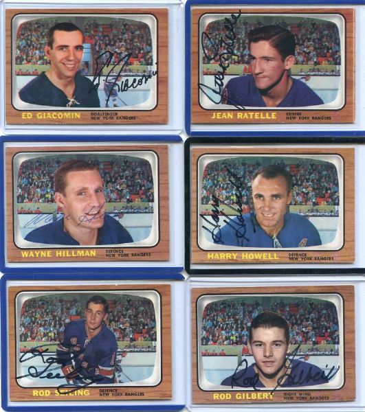 1966-67 O-Pee-Chee Hockey lot of Nine New York Rangers All AUtographed