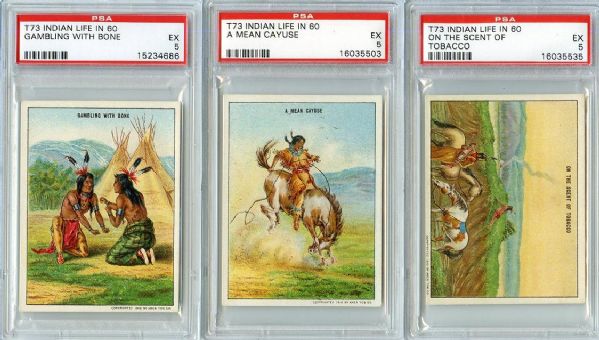 T73 Indian Life in the 60s lot of 22 different cards all PSA graded