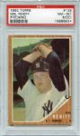 1962 Topps #139 Hal Reniff Pitching Green Tint PSA 8 oc