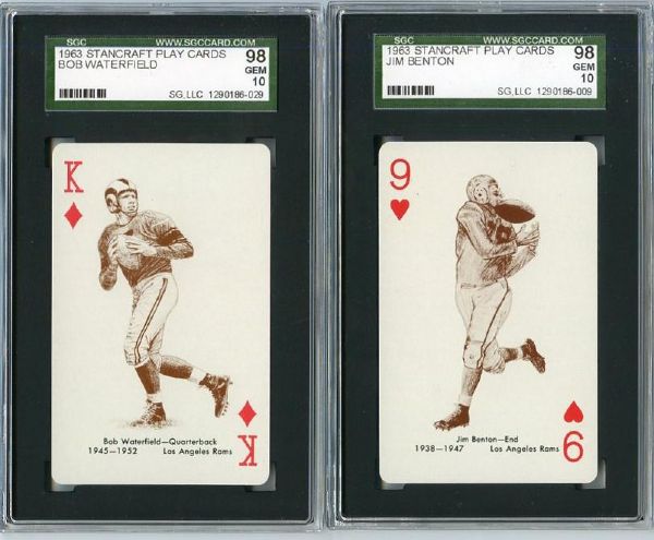 1963 Stancraft Playing cards Bob Waterfield and Jim Benton SGC 98