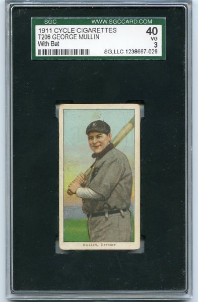 T206 George Mullin With Bat Cycle 460 SGC 40