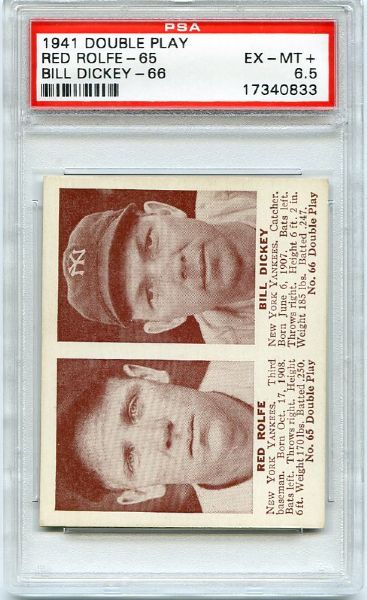 1941 Double Play #65/66 Red Rolfe/Bill Dickey PSA 6.5