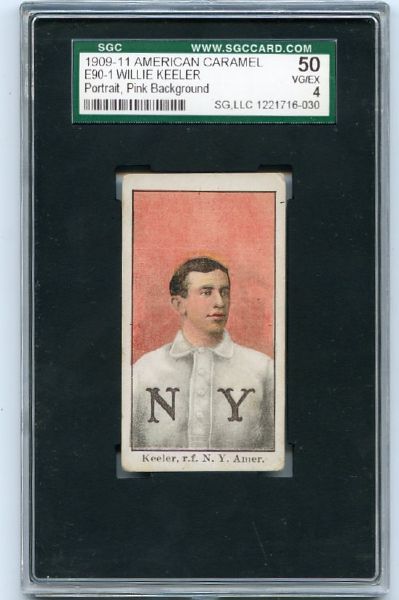E90-1 Willie Keeler Pink Portrait SGC 50