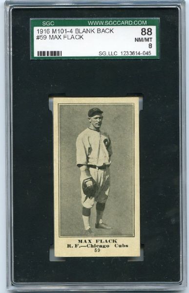 M101-4 #59 Max Flack, Chicago Cubs SGC 88