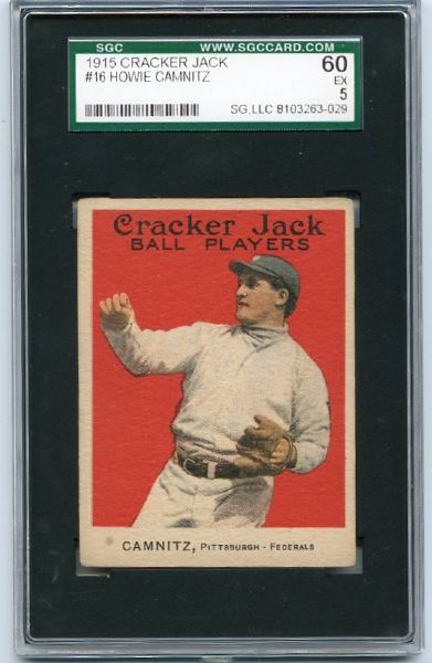 E145 1915 Cracker Jack #16 Howie Camnitz SGC 60