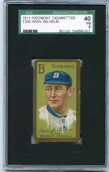 T205 Irv Wilhelm No R in Suffered SGC 40