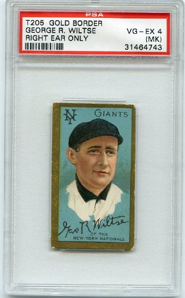 T205 George Wiltse Right Ear Only PSA 4mk T. U. Dudley, Jr. back stamp