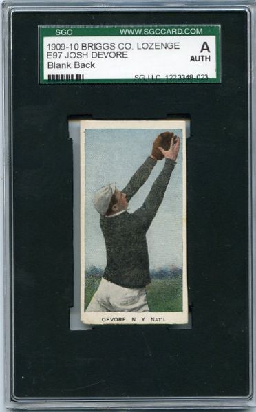 E97 Briggs Co. Lozenge Josh Devore Blank Back SGC A