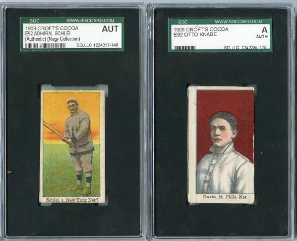 E92 Crofts Cocoa Lot of Two Cards Admiral Schlei and Otto Knabe Both SGC A