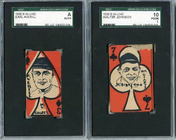 1930s W-UNC Playing Strip Cards Lot of Five SGC Graded