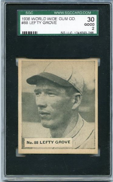 V355 1936 World Wide Gum #88 Lefty Grove SGC 30