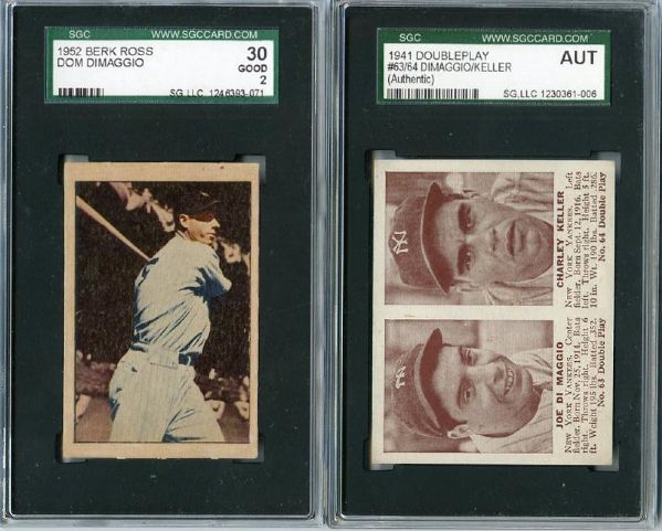 Lot of Two Dimaggio Cards 1941 Double Play Joe DiMaggio and 1952 Berk Ross Dom DiMmagio