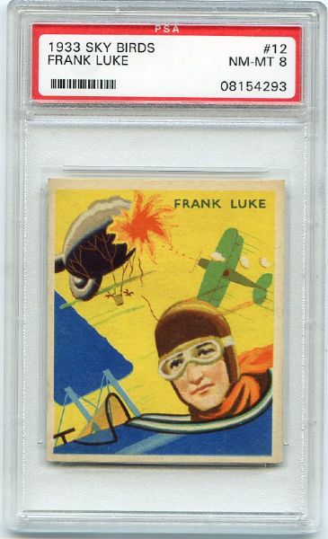 R136 1933 National Chicle Sky Birds #12 Frank Luke PSA 8