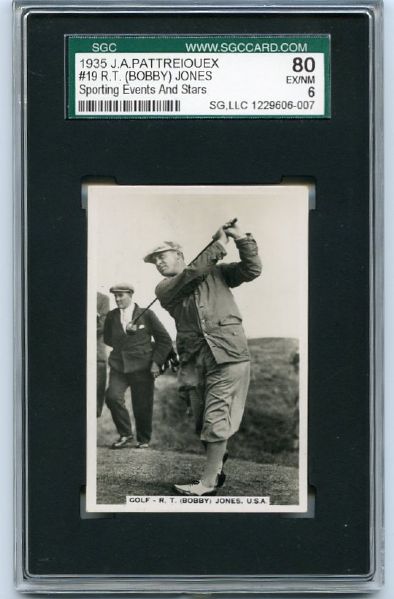 1935 J. A. Pattreiouex #19 Bobby Jones SGC 80
