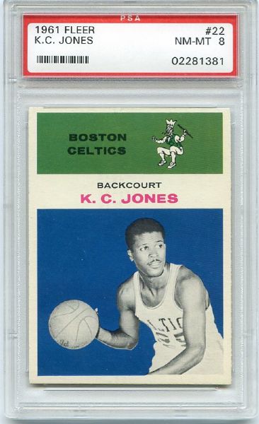 1961 Fleer Basketball #22 K. C. Jones Rookie Card PSA 8