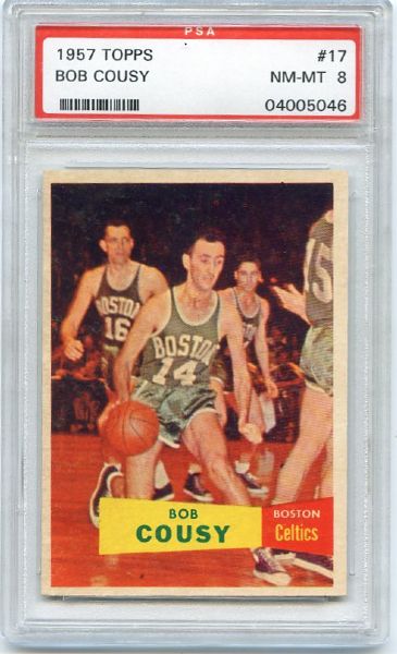 1957 Topps Basketball #17 Bob Cousy Rookie Card PSA 8 
