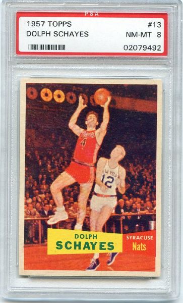 1957 Topps Basketball #13 Dolph Schayes Rookie Card PSA 8 