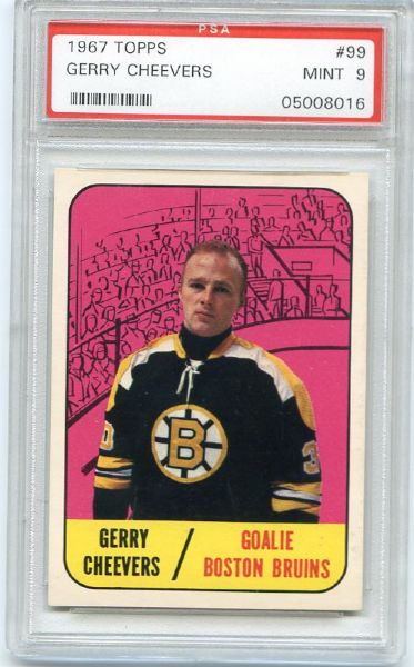 1967 Topps Hockey #99 Gerry Cheevers PSA 9
