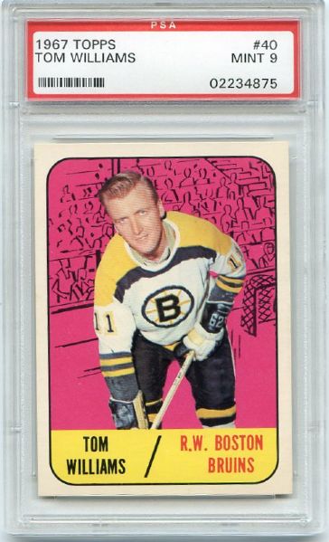 1967 Topps Hockey #40 Tom Williams PSA 9