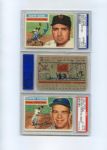 Lot of Three 1956 Topps Baseball Cards Autographed PSA/DNA Certified