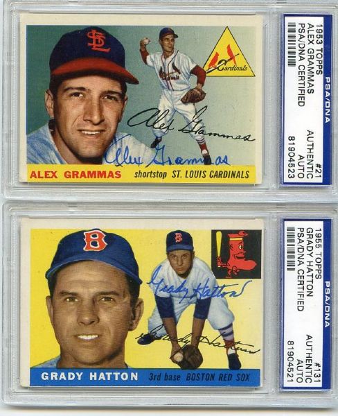 Two 1955 Topps Baseball cards Autographed PSA/DNA Certified