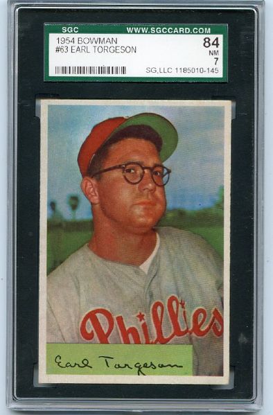 1954 Bowman #63 Earl Torgeson SGC 84 
