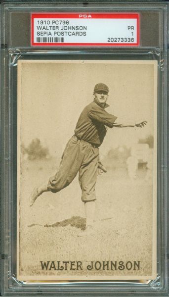 1910 PC796 Walter Johnson - Sepia Postcards  PSA 1 (EX+ look)