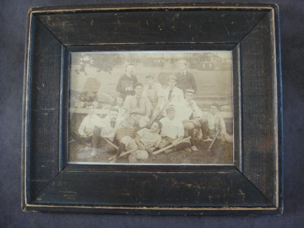 19th Century Baseball Team Album Photo in Period Frame
