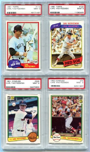 Lot of Four 1980s Carl Yastrzemski Cards All PSA 9s