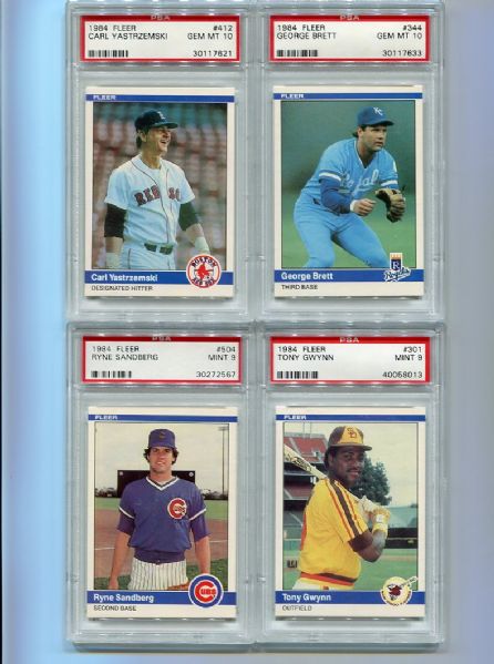 1984 Fleer Lot of Seven PSA 9s and 10s All HOFers Except One