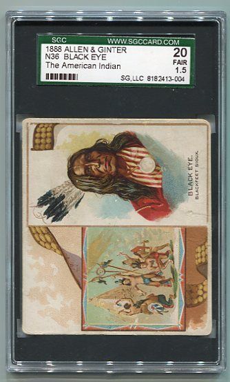 N36 1888 Allen & Ginter Large Indian Series "The American Indian"  Black Eye SGC 20