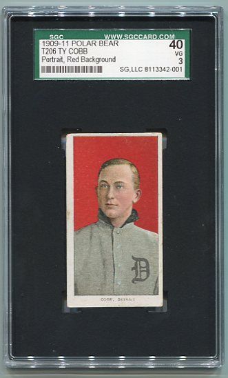 T206 Ty Cobb Red Portrait Polar Bear Back SGC 40