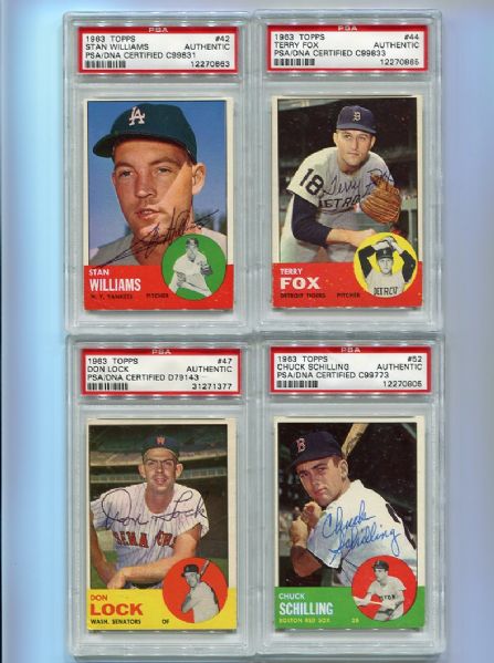 1963 Topps Baseball Lot of 151 Cards All Signed PSA/DNA & MacAlister Collection