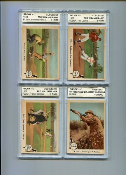 1959 Fleer Ted Willams Lot of Twenty-Six Different All Blank Back