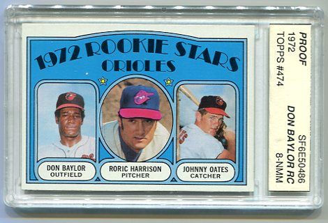 1972 Topps Orioles Rookie Blank Back Card