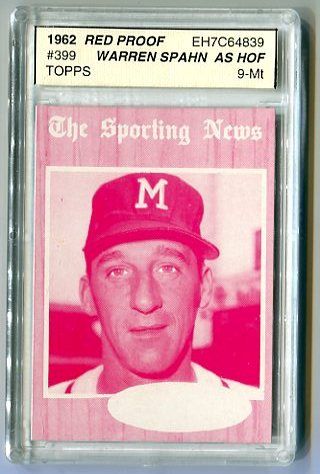 1962 Topps Warren Spahn Progresive Proof Blank Back
