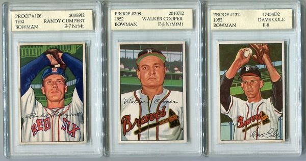 1952 Bowman Baseball Three Card Lot All Blank Back
