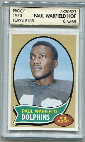 1970 Topps Football Paul Warfield Blank Back Proof