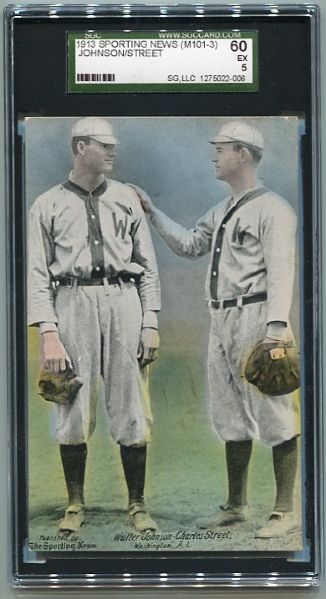 M101-3 Sporting News Johnson/Street Postcard SGC 60