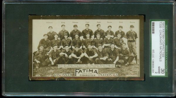 T200 Fatima Cincinnati Nationals W/Brown, Tinker etc.... SGC 30 dark photo