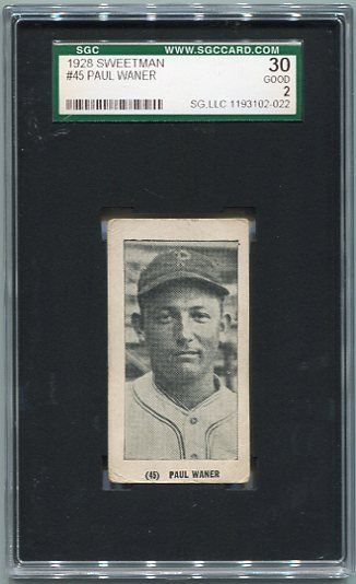 1928 Sweetman #45 Paul Waner SGC 30