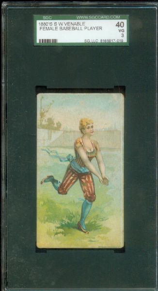 1880s N360 SW Venable Female Baseball Player  SGC 40 (very nice)