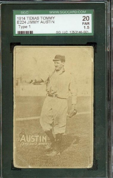 1914 E224 Texas Tommy -  Jimmy Austin SGC 20 